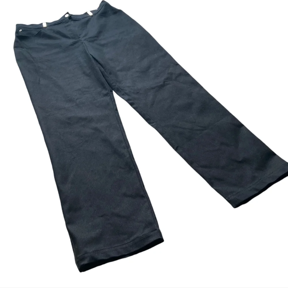 SOLD St John Sport Mary Gray Black denim stretch straight high rise pants casual - Picture 6 of 16